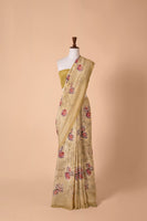 Handwoven Beige Digital Printed Georgette Saree