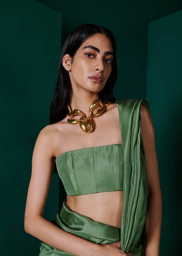 Forest Green Bustier Blouse