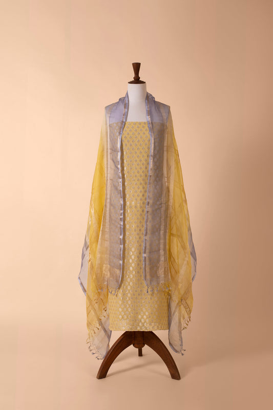 Handwoven Mellow Yellow Georgette Suit Piece