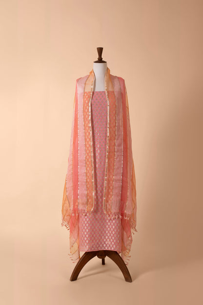 Handwoven Pink Georgette Suit Piece