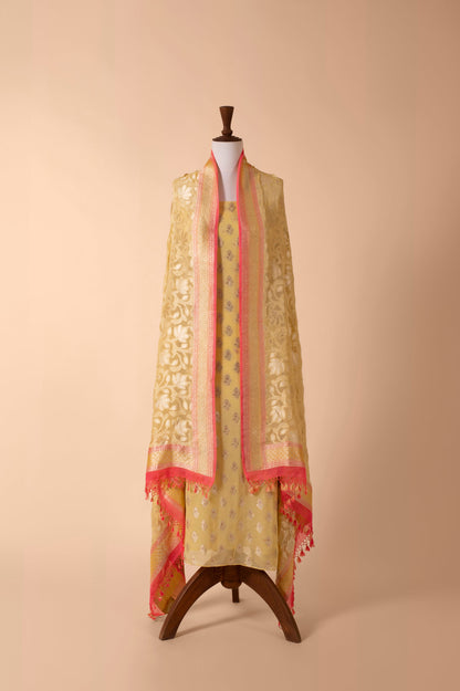 Handwoven Yellow Georgette Suit Piece