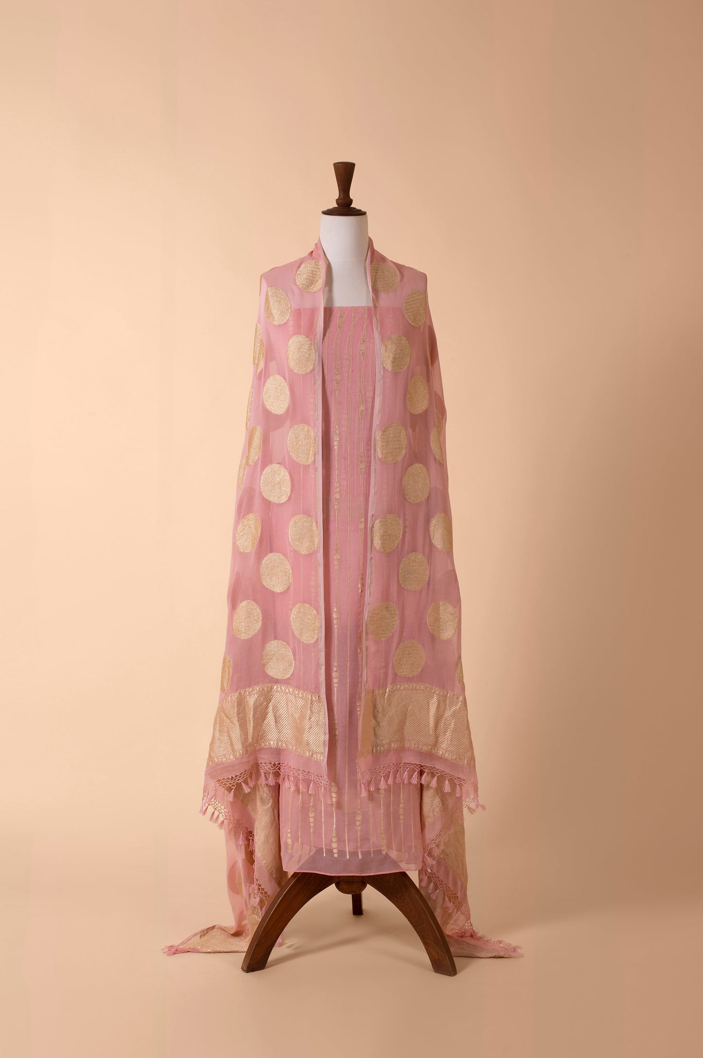 Handwoven Pink Georgette Suit Piece