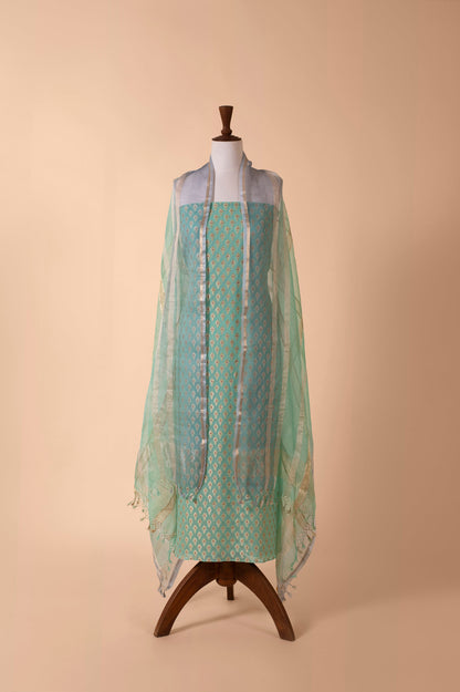 Handwoven Green Georgette Suit Piece