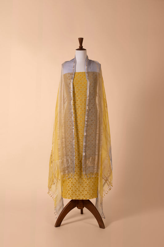 Handwoven Yellow Georgette Suit Piece