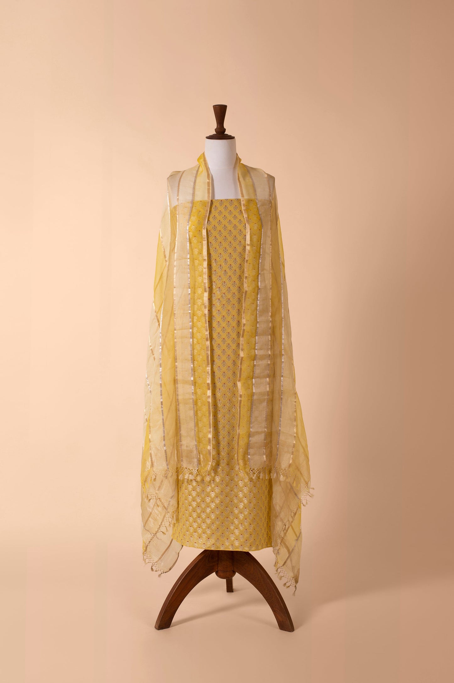 Handwoven Yellow Georgette Suit Piece