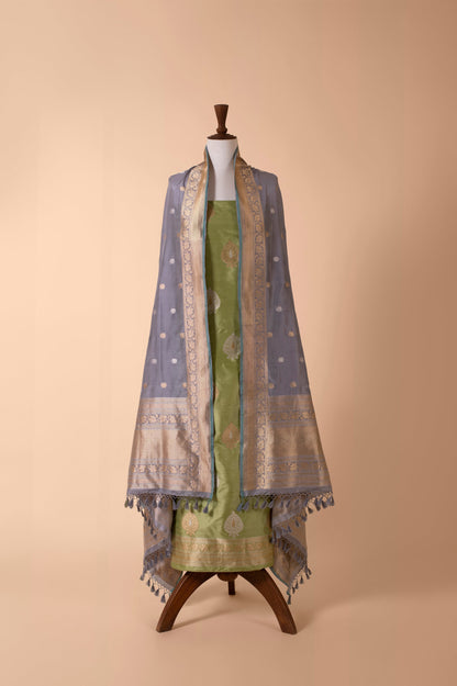 Handwoven Green Silk Suit Piece