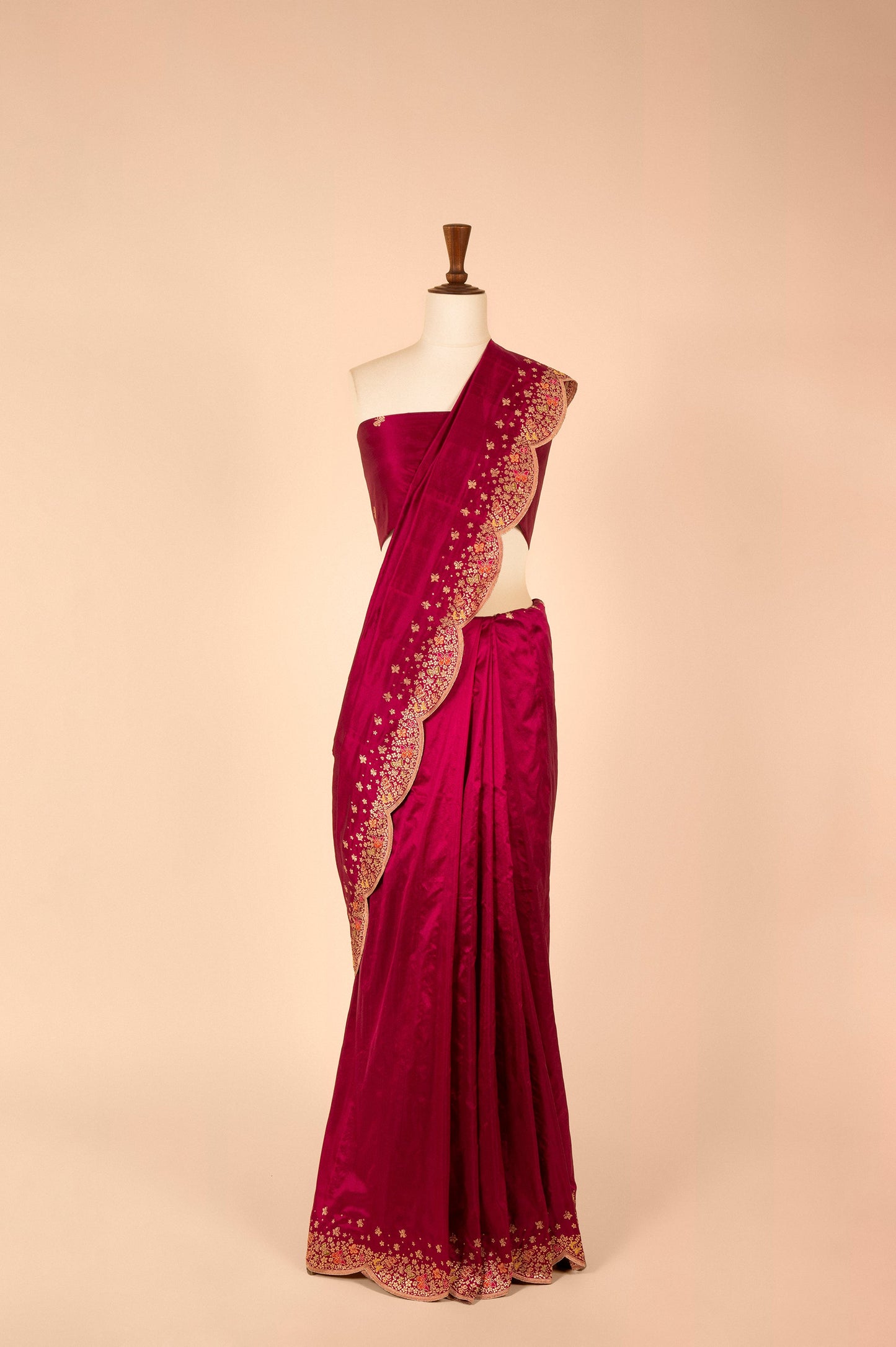 Handwoven Maroon Silk Sari