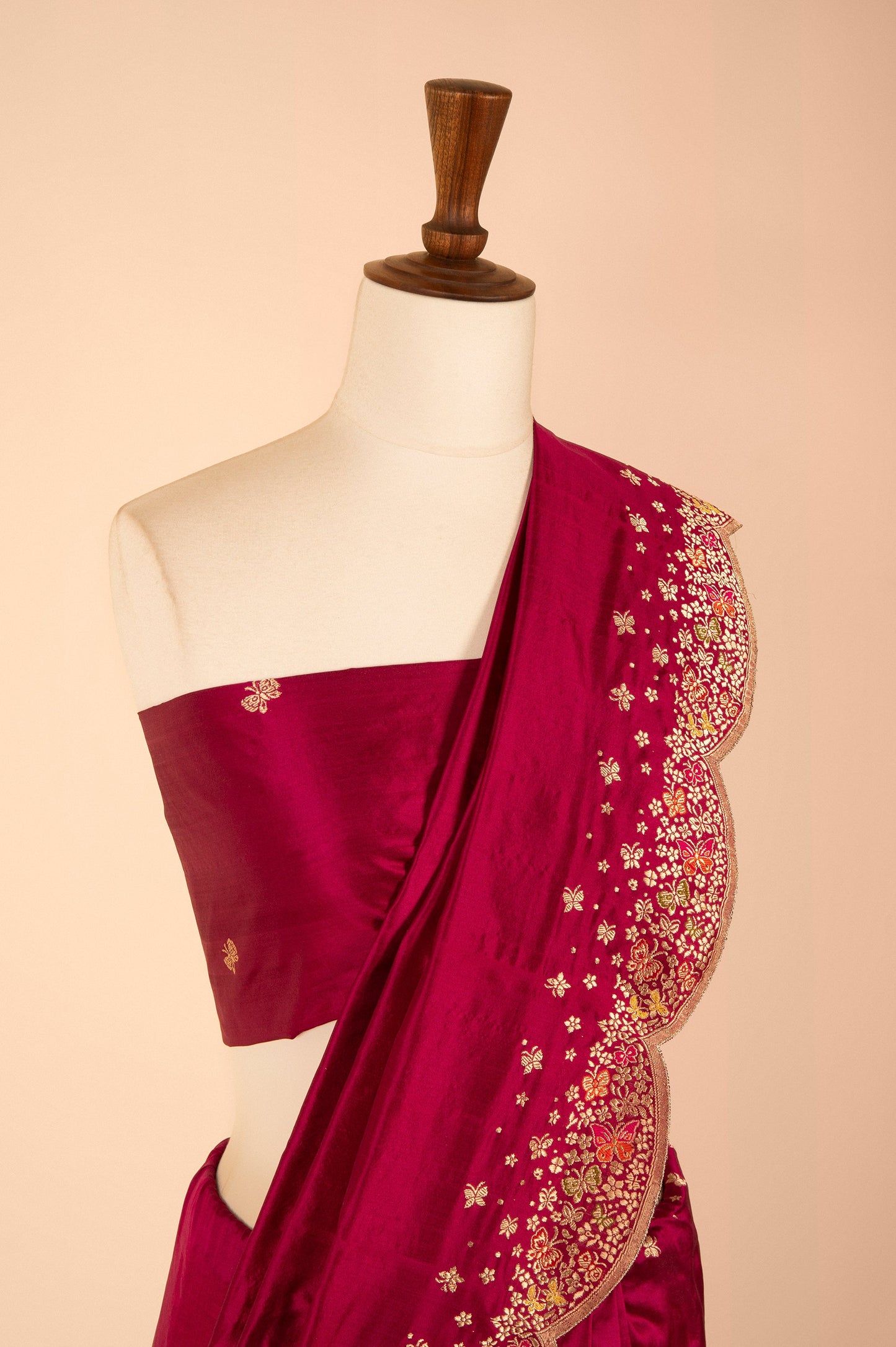 Handwoven Maroon Silk Sari