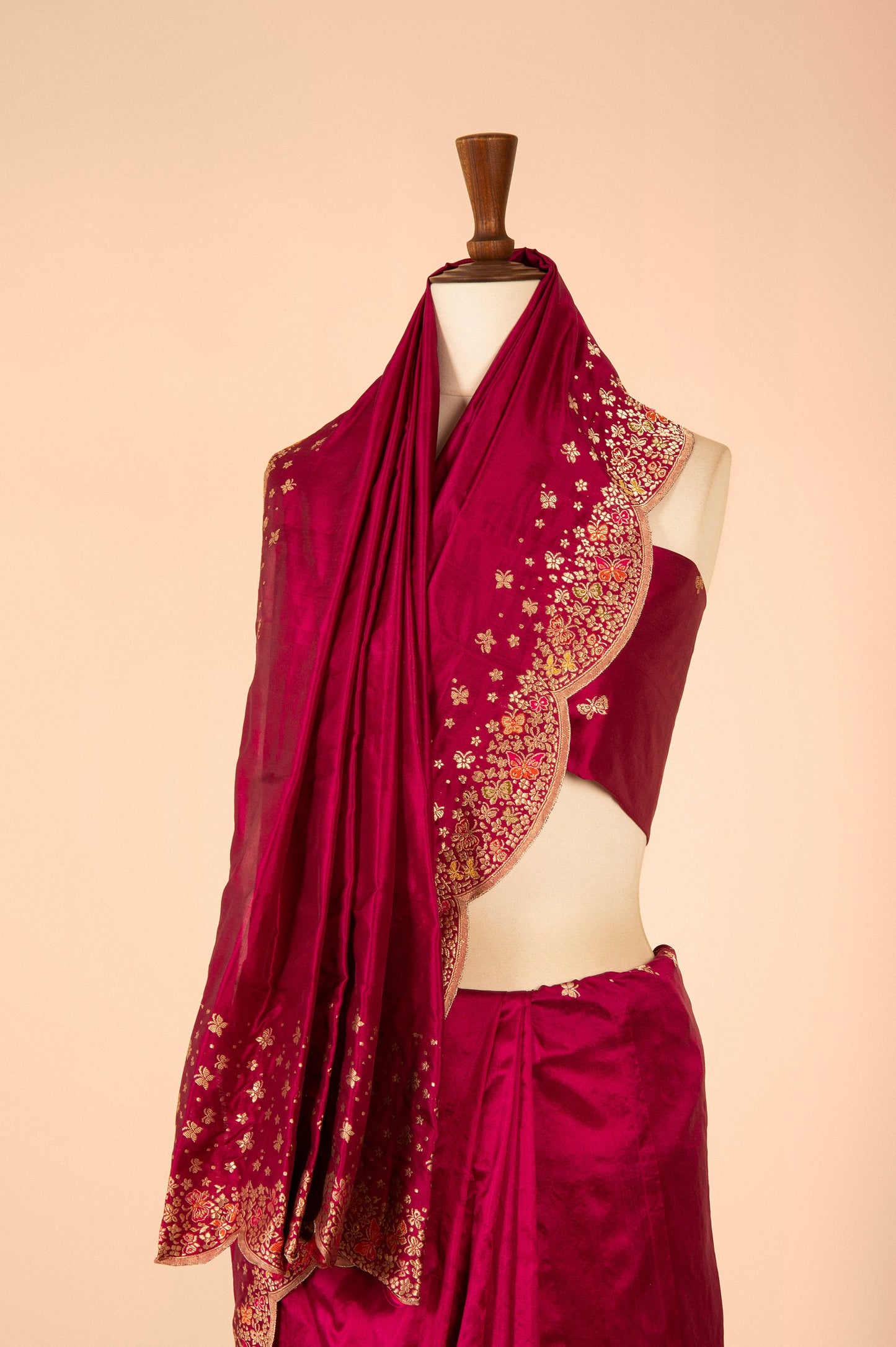 Handwoven Maroon Silk Sari