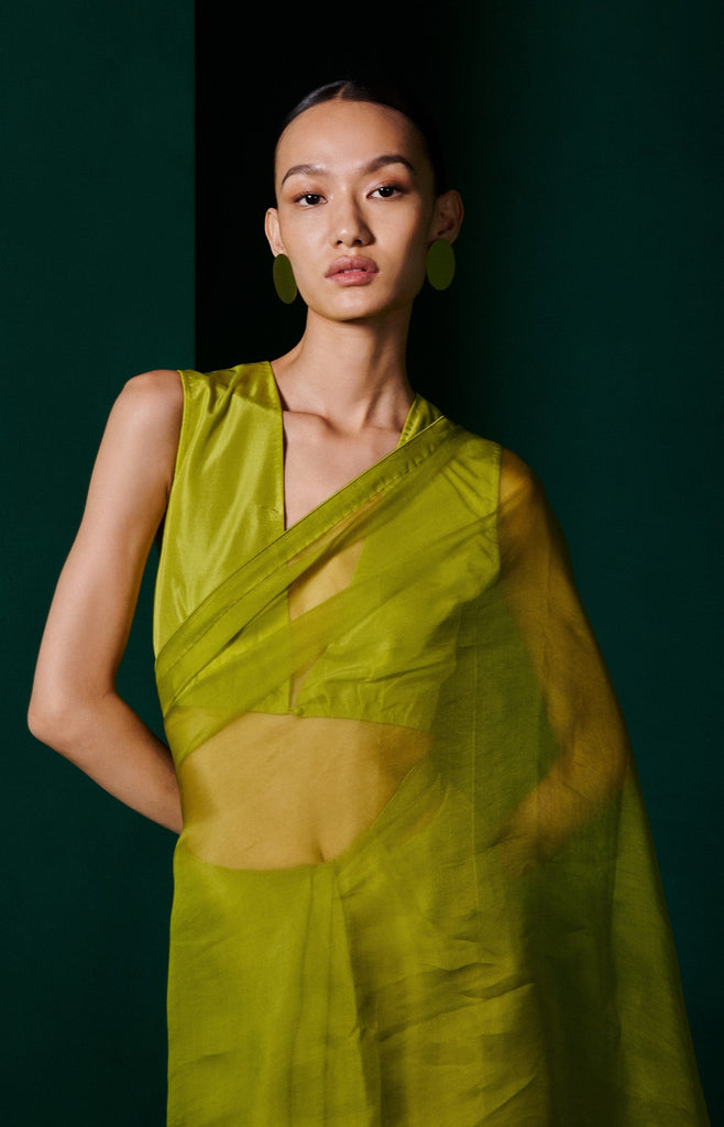 Moss Green Plunge Blouse