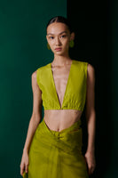 Moss Green Plunge Blouse