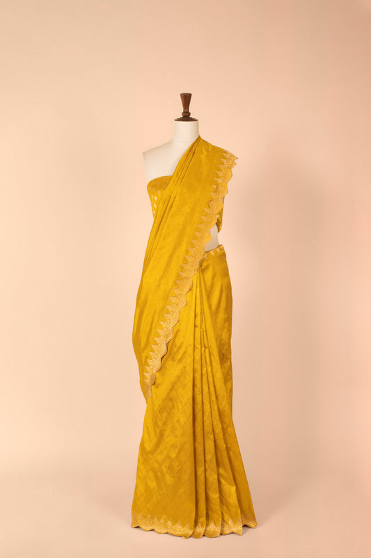 Handwoven Yellow Silk Sari