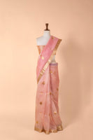 Handwoven Pink Organza Sari