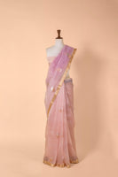 Handwoven Pink Organza Sari