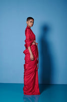 Handwoven Sangria Red Silk Saree