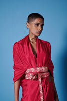 Handwoven Sangria Red Silk Saree