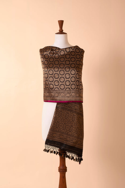 Handwoven Black Silk Dupatta