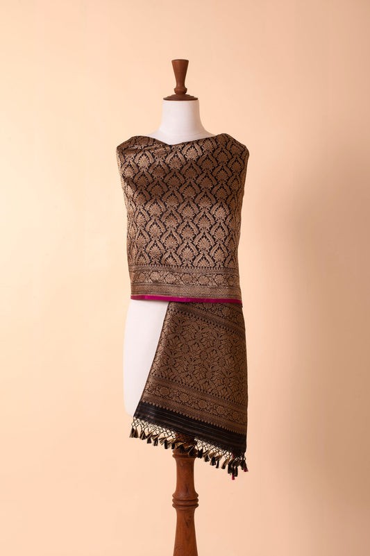 Handwoven Black Silk Dupatta