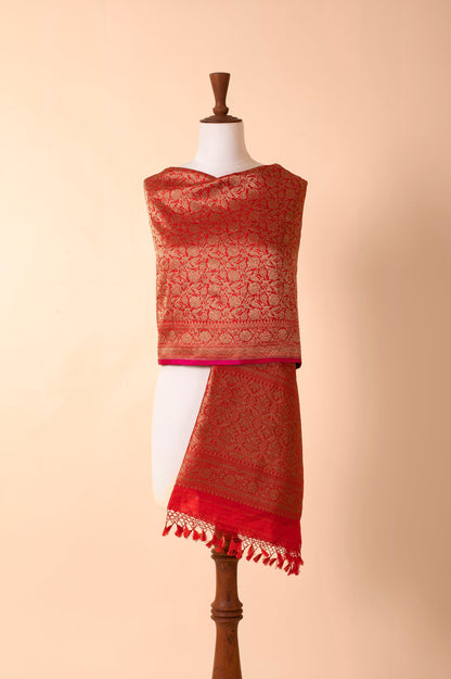 Handwoven Red Silk Dupatta