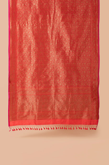 Handwoven Red Silk Dupatta