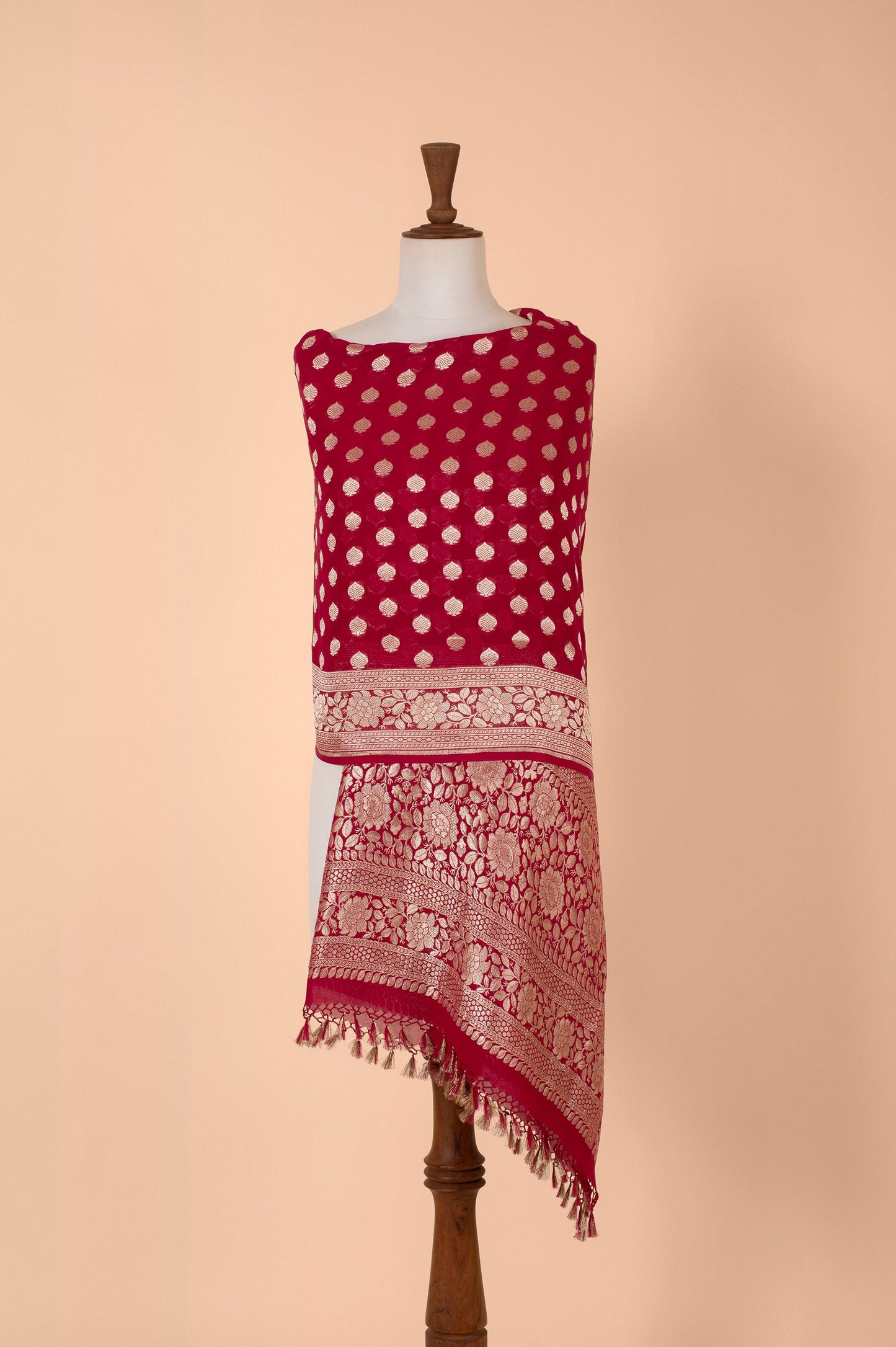 Handwoven Pink Georgette Dupatta