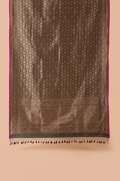 Handwoven Black Silk Dupatta