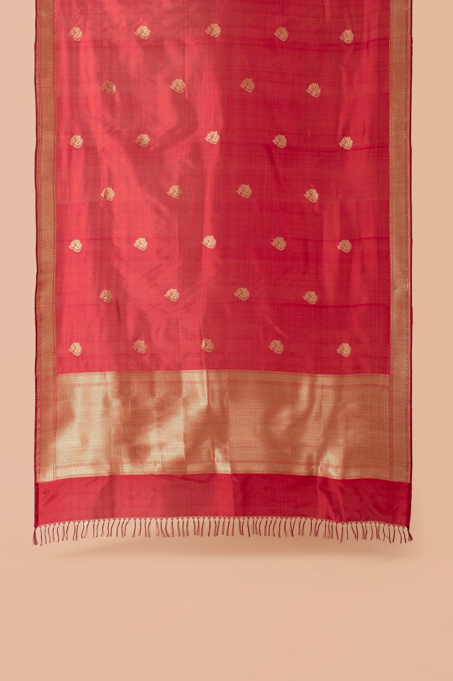 Handwoven Red Silk Dupatta