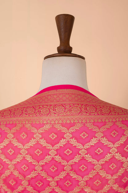 Handwoven Pink Georgette Dupatta