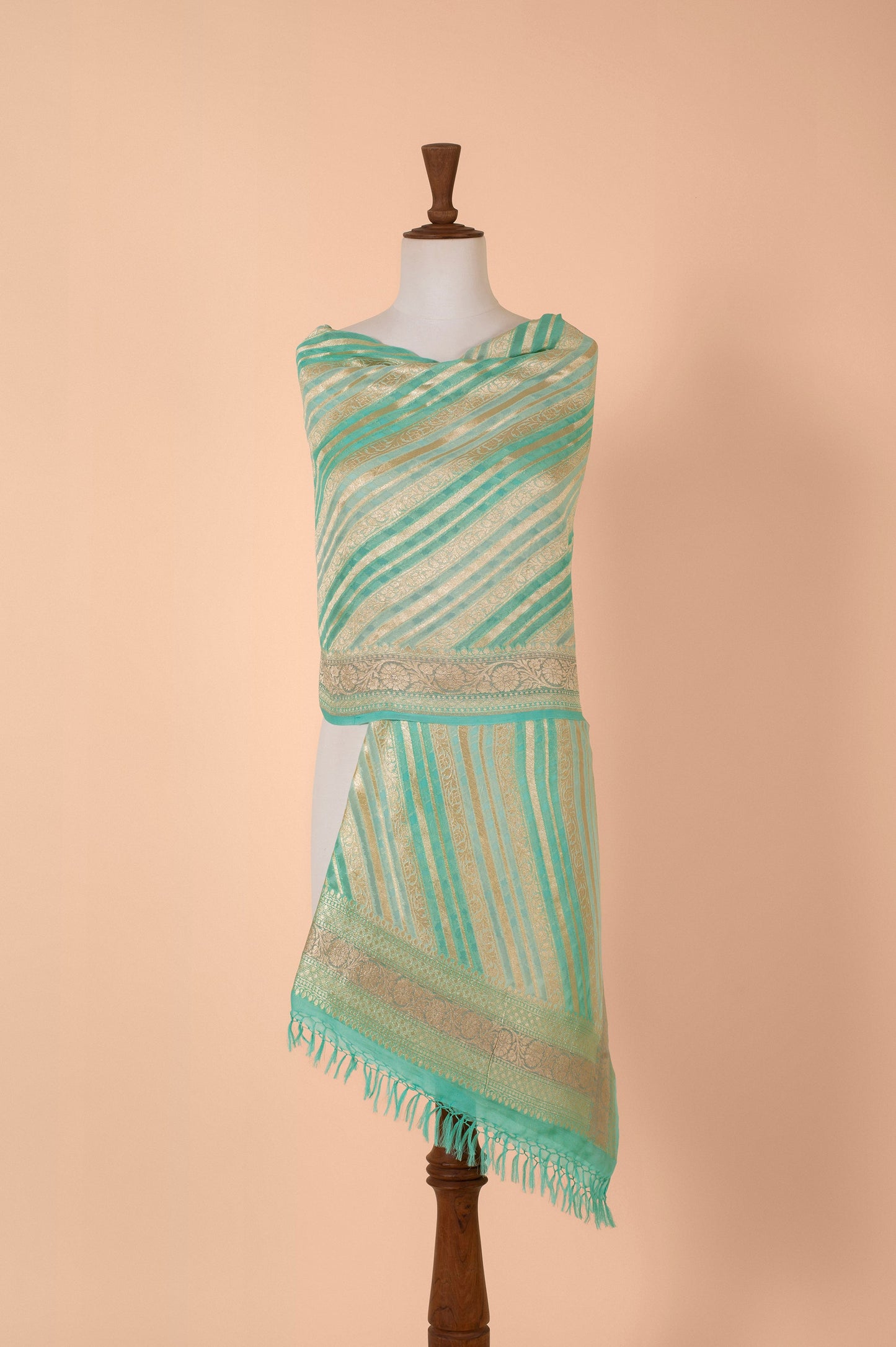 Handwoven Turquoise Georgette Dupatta