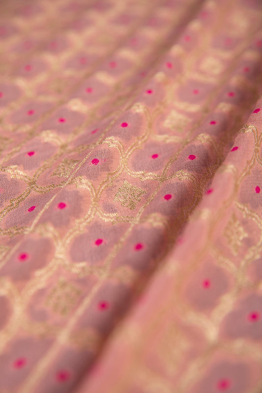 Handwoven Peach Georgette Fabric