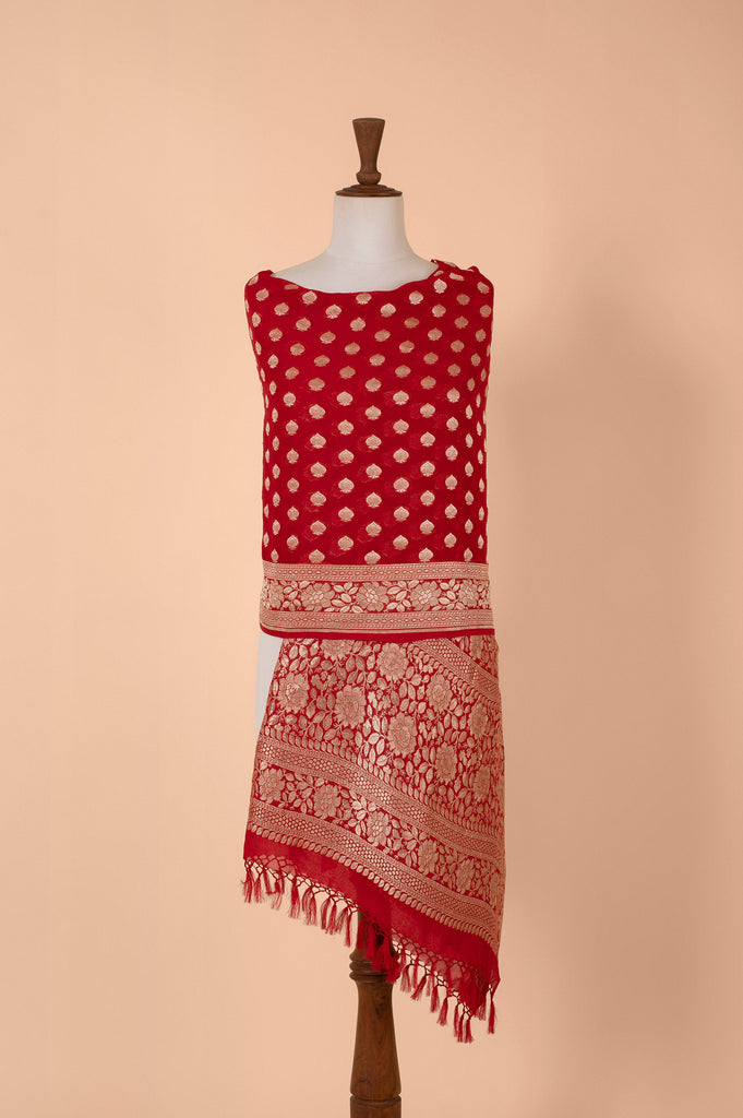 Handwoven Red Georgette Dupatta