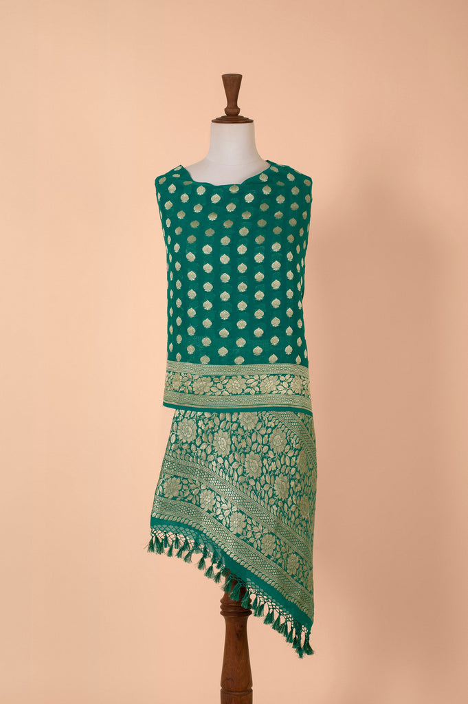 Handwoven Green Georgette Dupatta