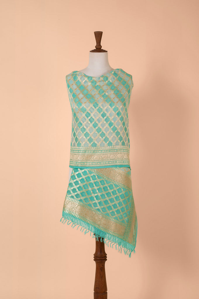Handwoven Turquoise Georgette Dupatta