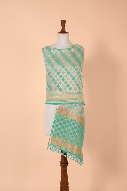 Handwoven Aqua Georgette Dupatta