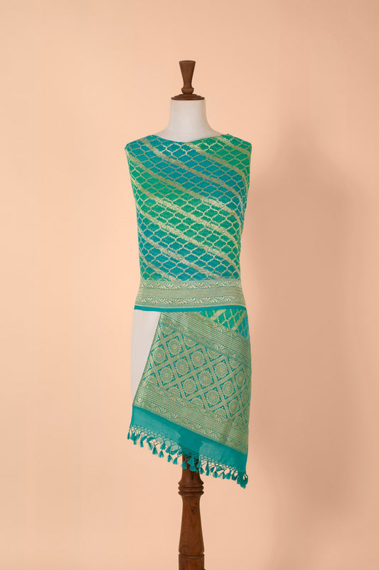 Handwoven Blue and Green Georgette Dupatta