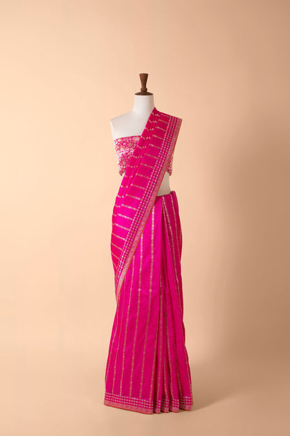 Handwoven Pink Silk Sari