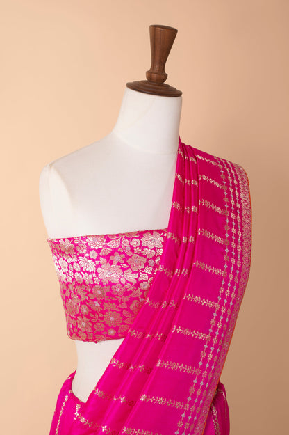 Handwoven Pink Silk Sari