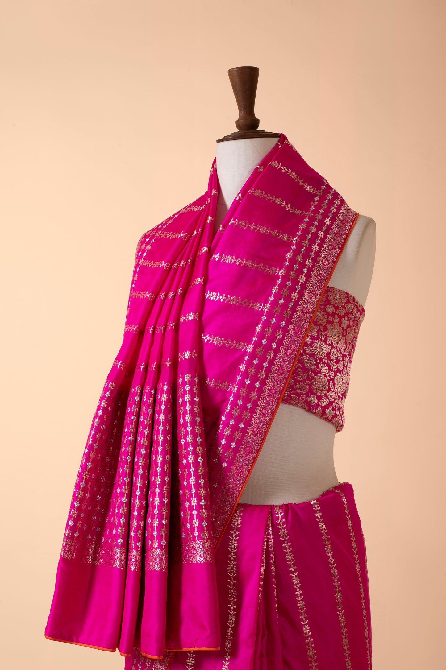 Handwoven Pink Silk Sari