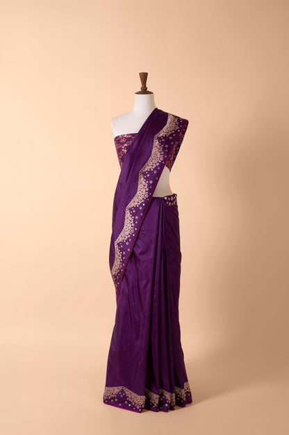 Handwoven Purple Silk Sari