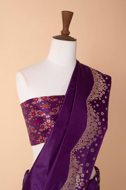 Handwoven Purple Silk Sari