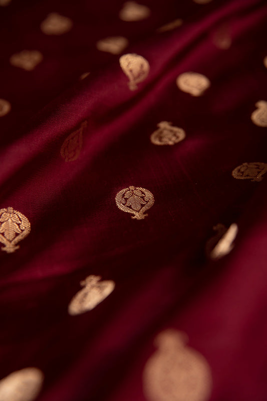 Handwoven Wine Satin Silk Fabric