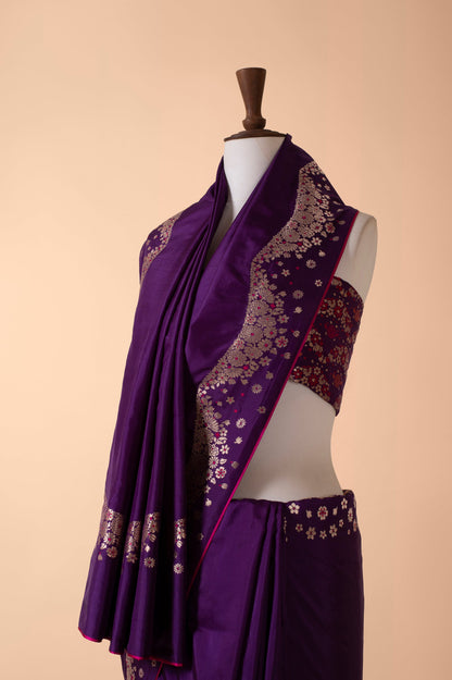 Handwoven Purple Silk Sari