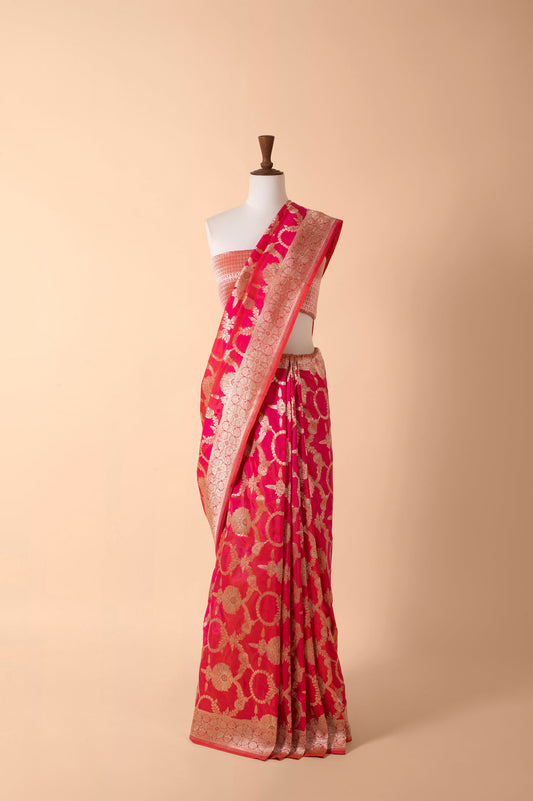 Handwoven Red Silk Sari