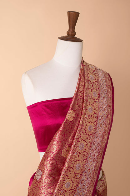 Handwoven Pink Silk Sari