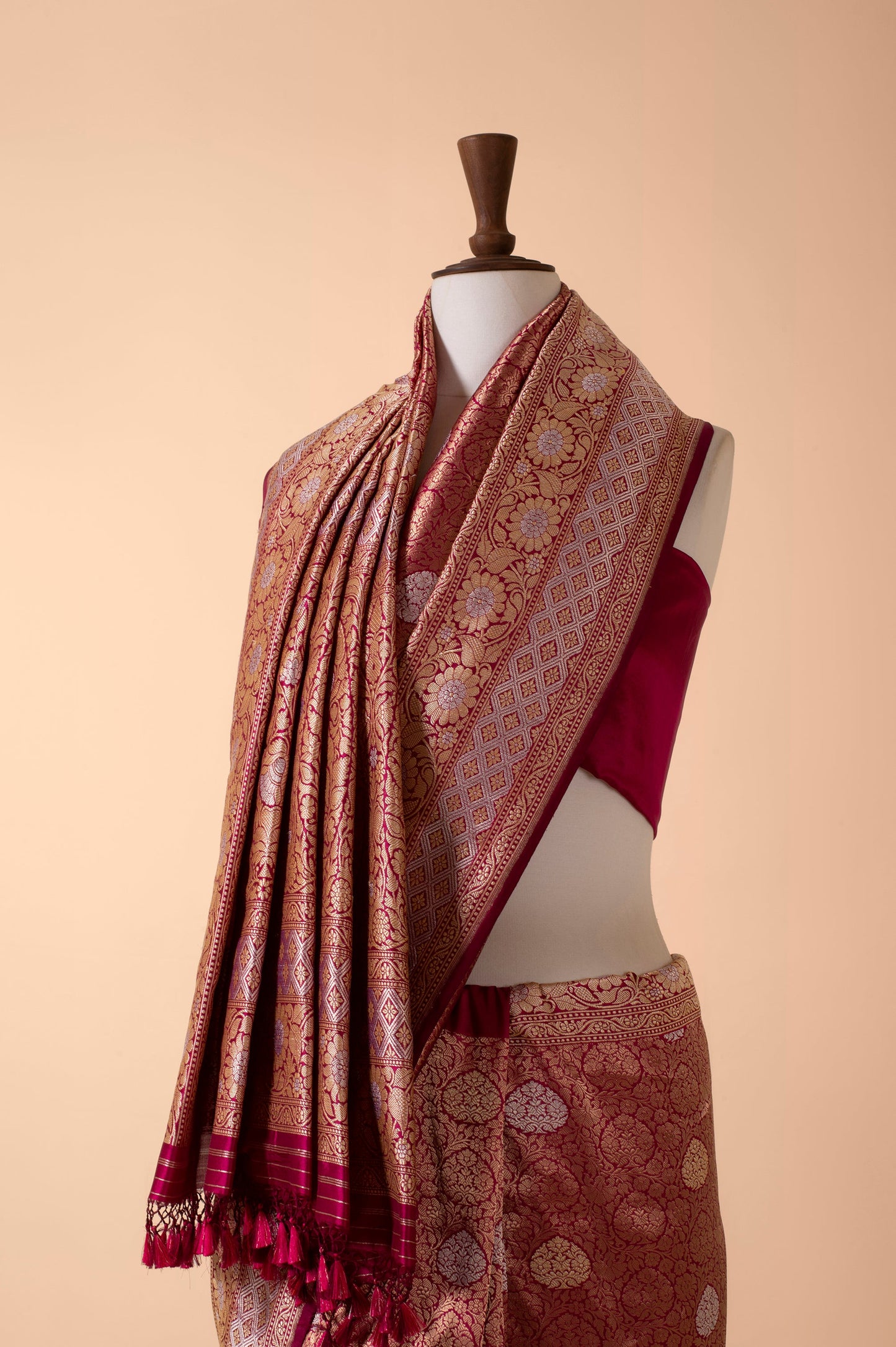 Handwoven Pink Silk Sari