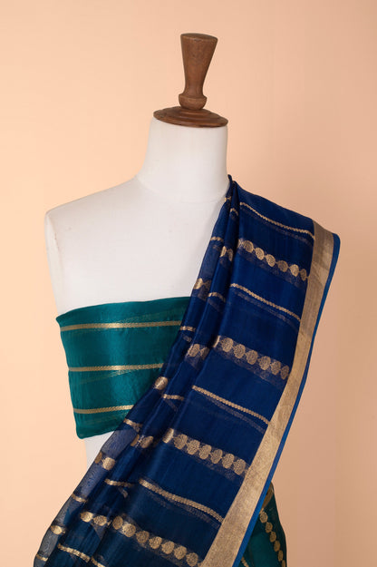 Handwoven Blue Organza Sari