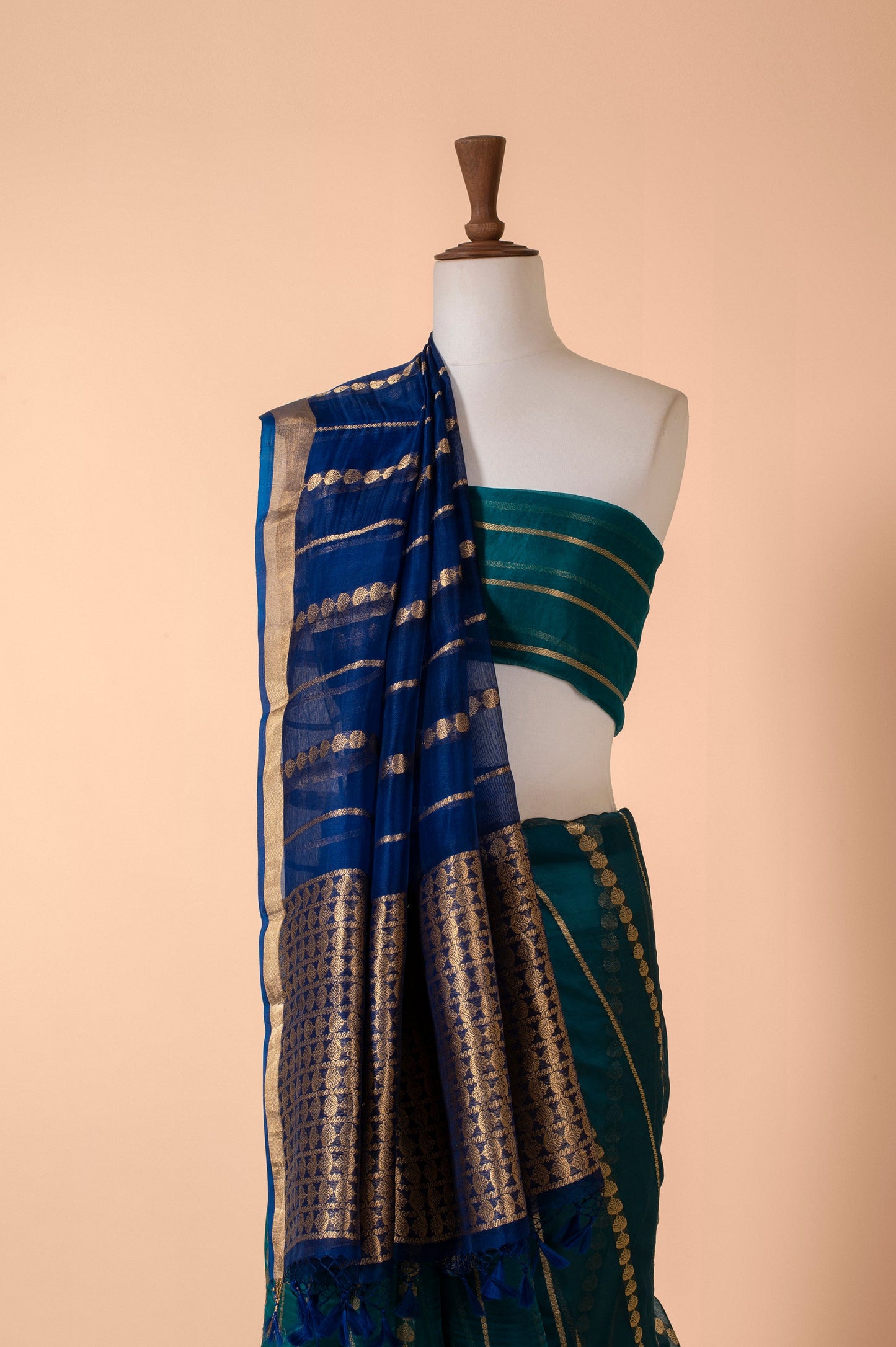 Handwoven Blue Organza Sari