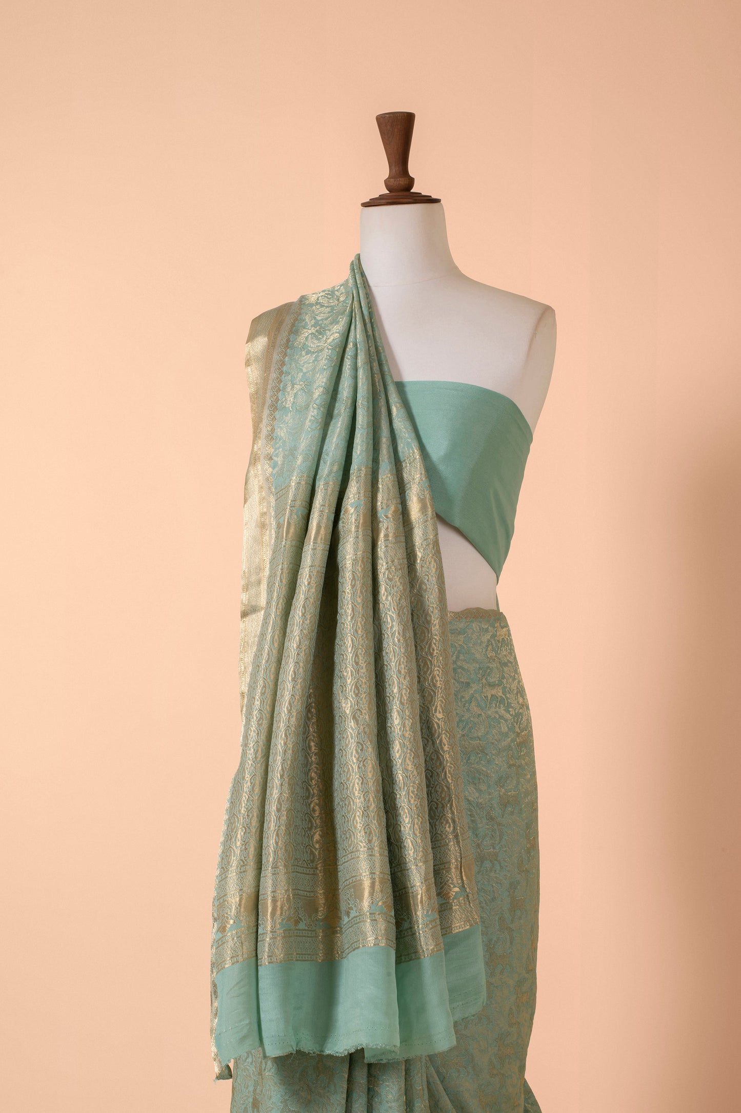 Handwoven Blue Georgette Sari