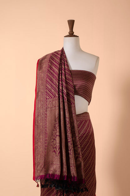 Handwoven Purple Silk Sari