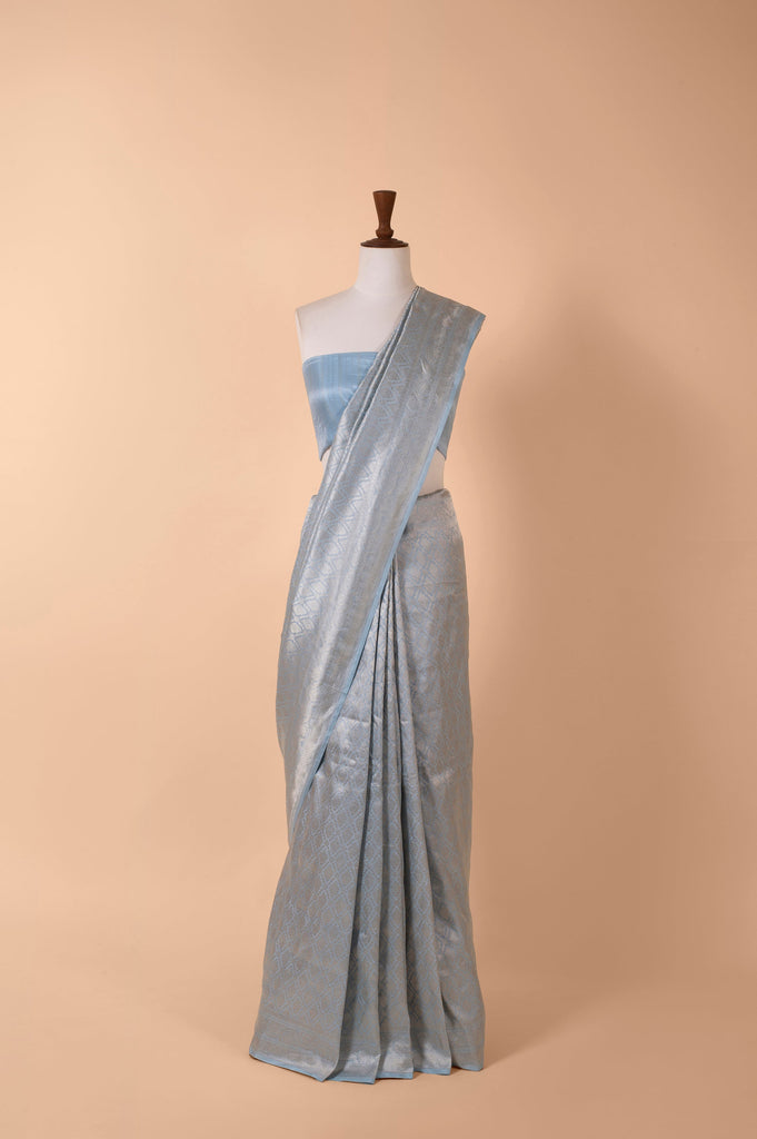 Handwoven Blue Silk Sari